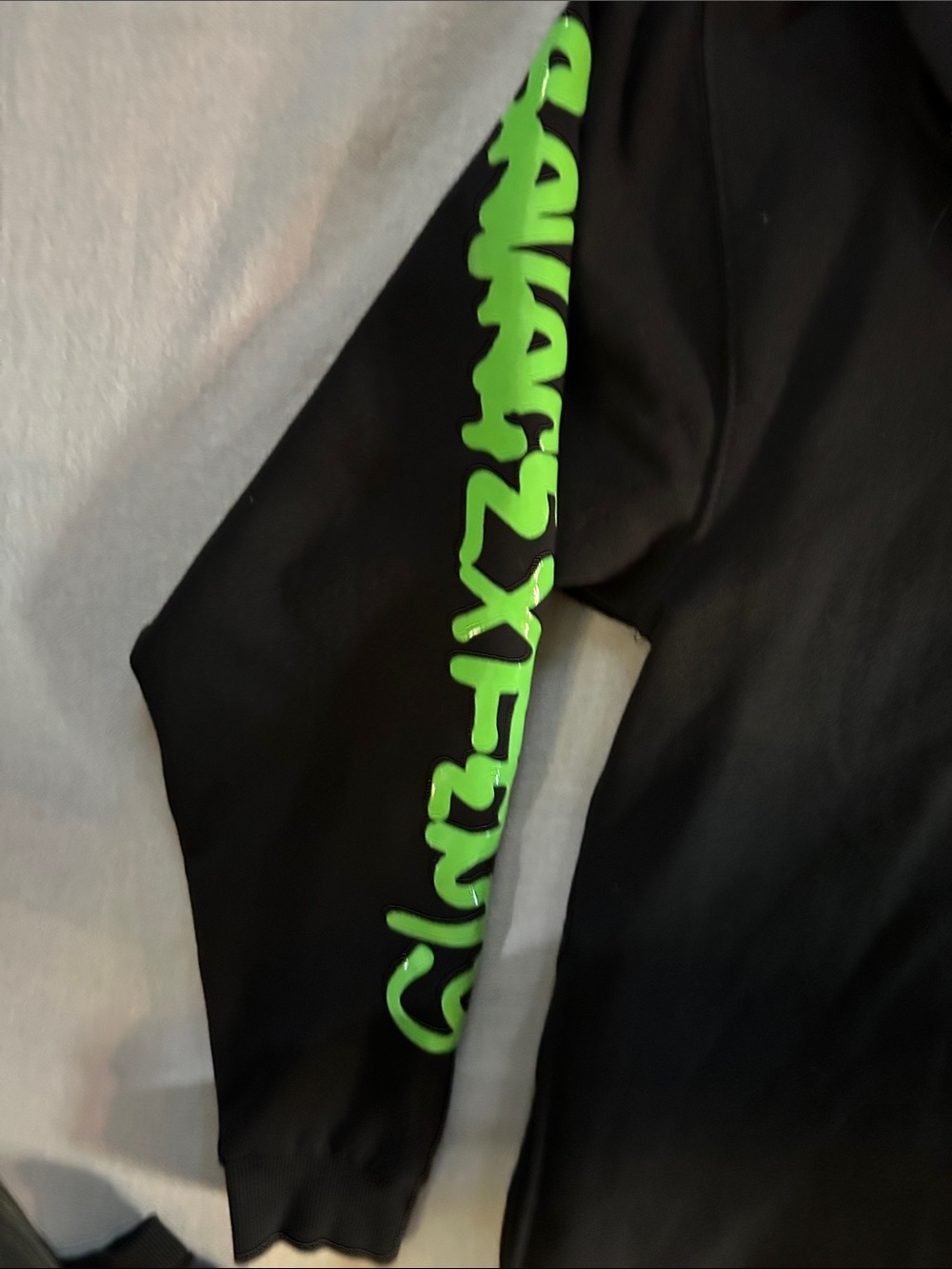 Savage X Fenty Forever Zip-Up Hooded Onesie with Neon Green Graphics - Picture 6 of 9